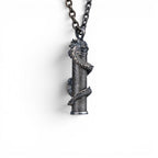 The Dragon — sterling silver dragon pendant worn at the chest, men's statement jewellery.